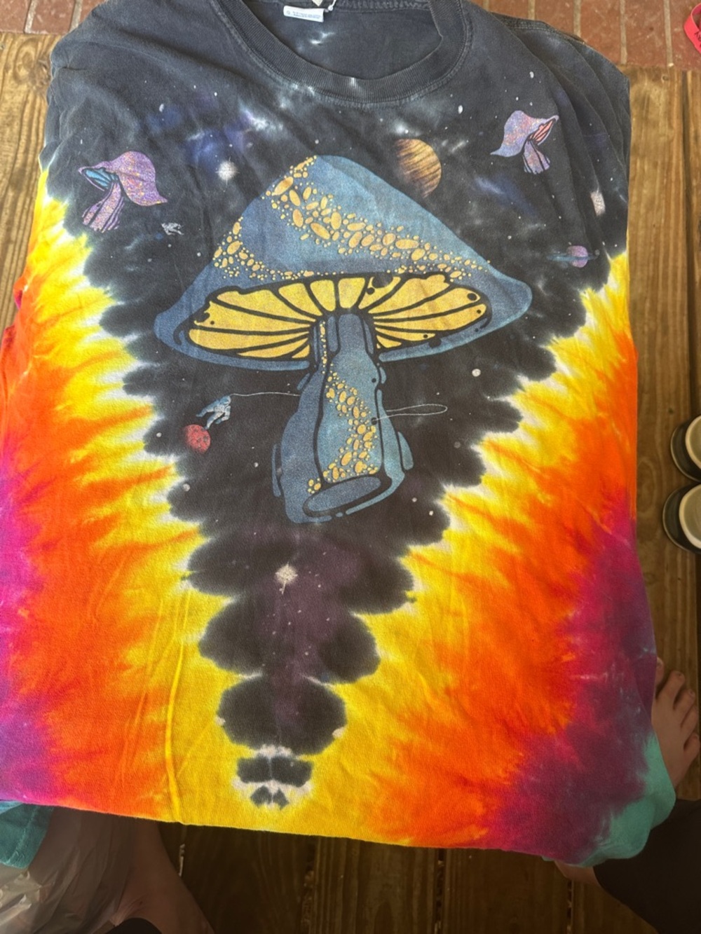 Vintage 90s Liquid Blue Psychedelic mushroom space tee single stitch festival Lg